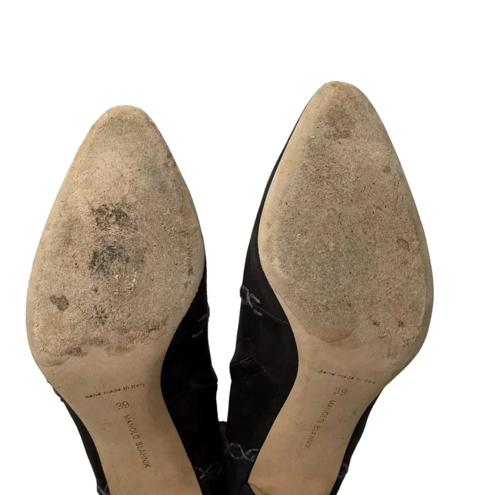 Manolo Blahnik charcoal gray suede heeled boots size 39 - Picture 7 of 9